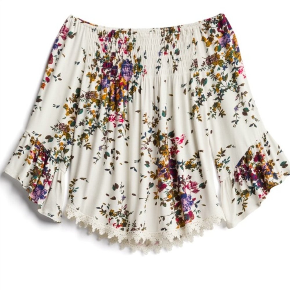 LUQ Floral Smocked Top Lace Trim | Stitch Fix Juliet Top